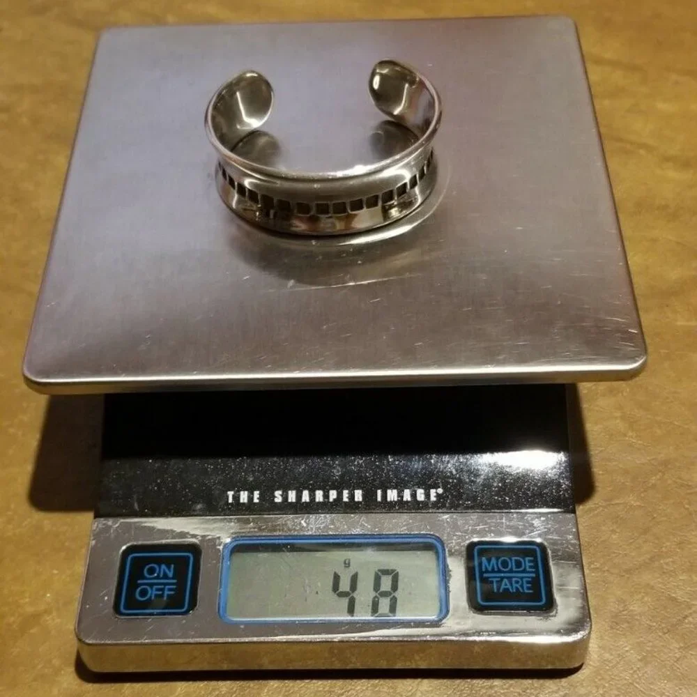RARE VINTAGE 2004 BIRKS MAYORS 925 SILVER LINKS IMPRESSIONS CUFF BANGLE BRACELET